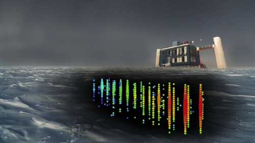 ▲ 남극 지하 1.5㎞ 아래의 얼음 1㎦에 광센서 5천160개를 설치한 모습. [IceCube 제공=연합뉴스]