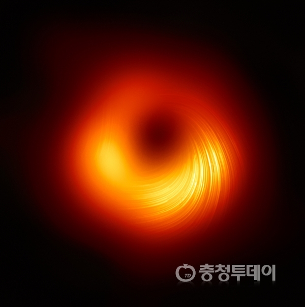 M87 은하 중심에 있는 초대질량블랙홀의 편광 모습. 천문연 제공