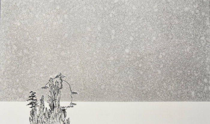 ▲ 정황래. 세한-2(텅빈자리 눈은 내리고). 96.5x162cm. 화선지에 수묵. 2020. 작가제공