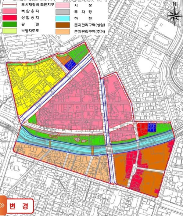 유성시장지구 토지이용계획도. 대전시 제공