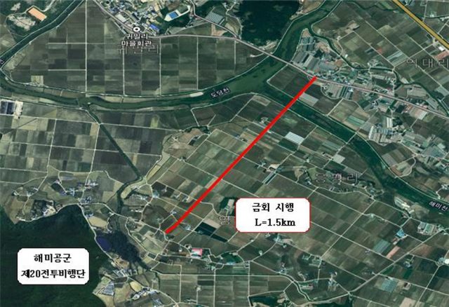 서산시 해미면 양림리, 응평리, 전천리, 억대리를 연결하는 1.5㎞의 도로 개설 사업 대상지. 서산시 제공,