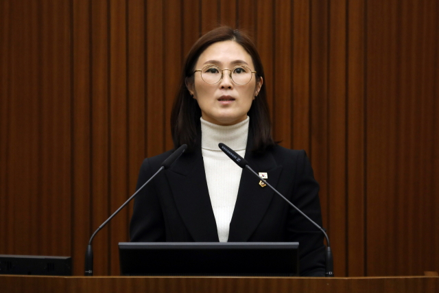 세종시의회 김현미 의원의 5분 자유발언 모습. 사진=세종시의회 제공
