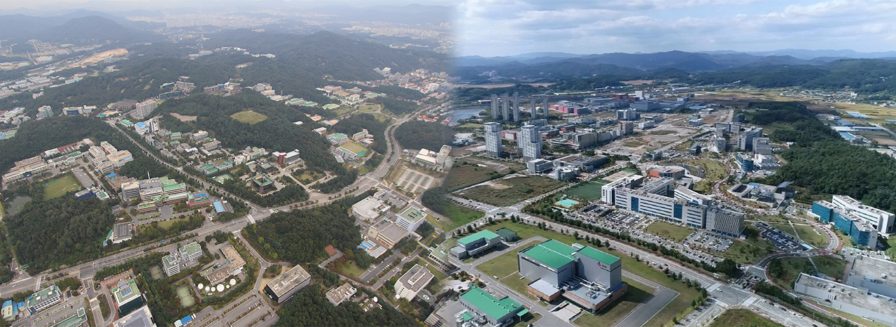 대전 대덕특구(왼쪽), 충북 경제자유구역(오른쪽) 