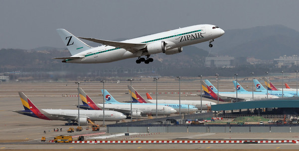 지난 6일 6일 영종도 인천국제공항의 항공기들. 사진=연합뉴스.