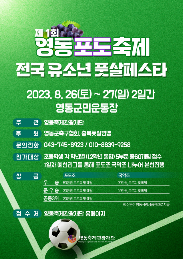 영동축제관광재단이 개최하는 제1회 전국 유소년 풋살페스타 홍보 포스터.
