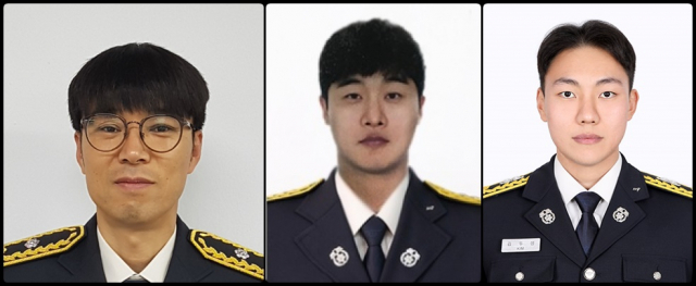 사진 왼쪽부터 김문식 소방위, 안원진 소방위, 김두성 소방사. 제천소방서 제공.