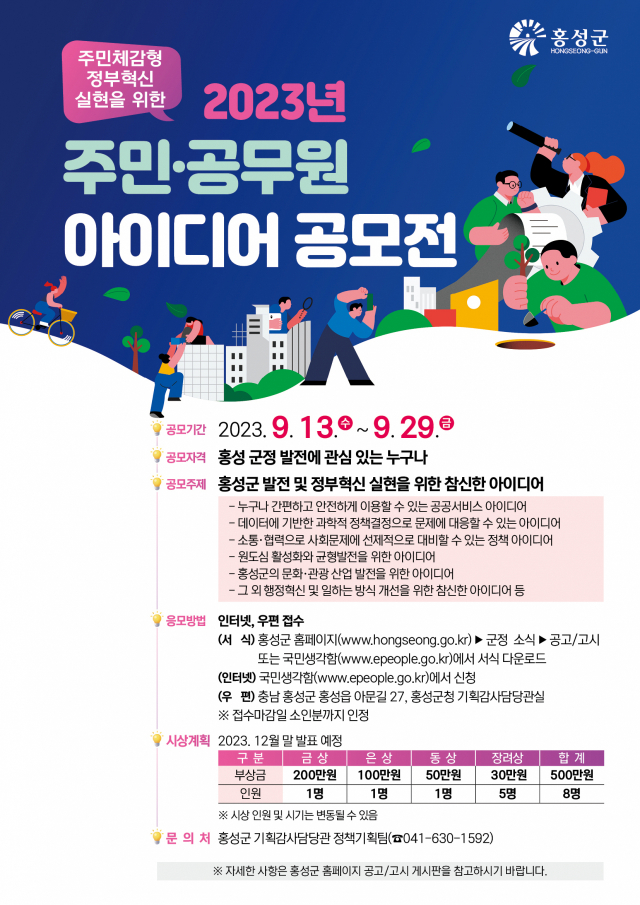 홍성군 2023년 주민·공무원 아이디어 공모전 홍보 포스터. 사진 홍성군 제공