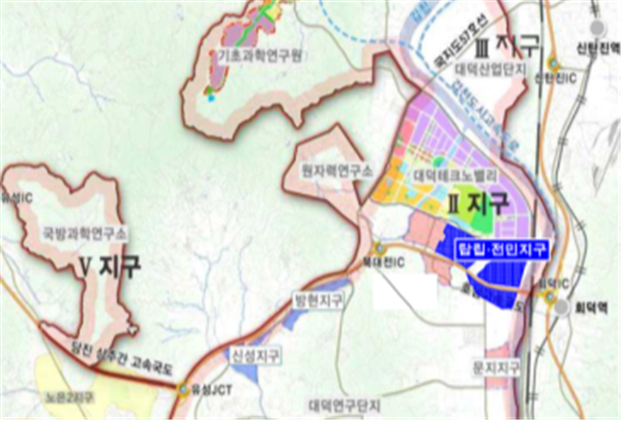 대전 탑립·전민지구 특구개발사업 예정지 위치도. 대전시 제공