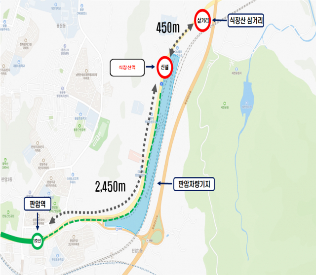 대전도시철도 1호선 식장산역 위치도. 대전시 제공