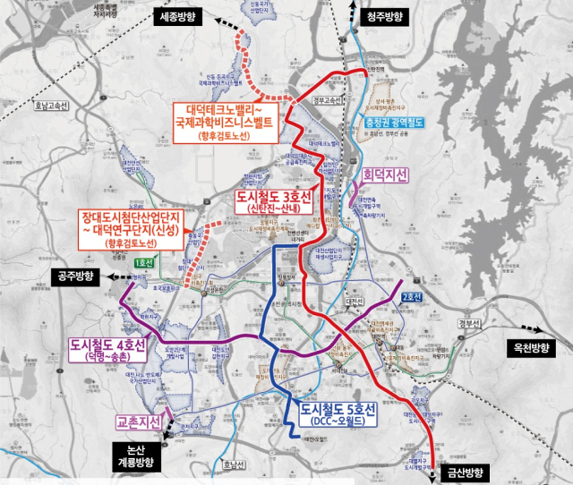 대전 도시철도망 구축계획 노선(안). 대전시 제공