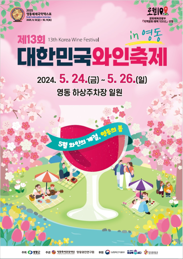 영동군 제13회 대한민국와인축제 홍보 포스터이다.