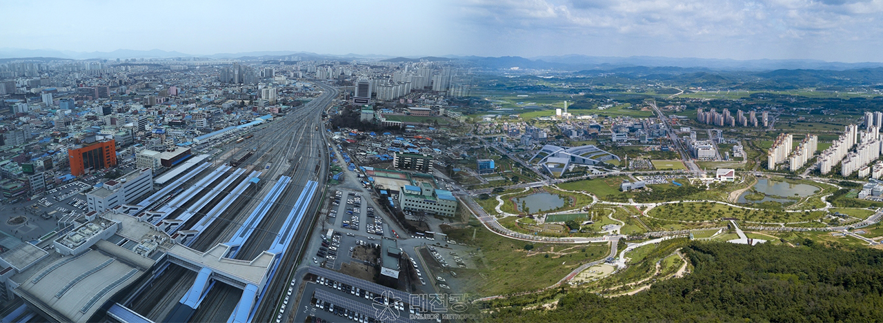 대전역. 대전시 제공.(왼쪽) 충남 내포신도시. 홍성군 제공. (오른쪽)