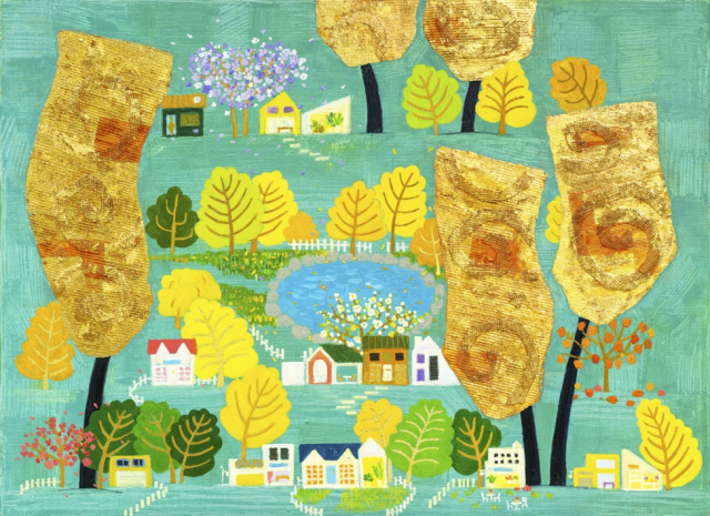 장경숙, 동네 한 바퀴, 72.7x53cm, oil and mixed media on canvas, 2024