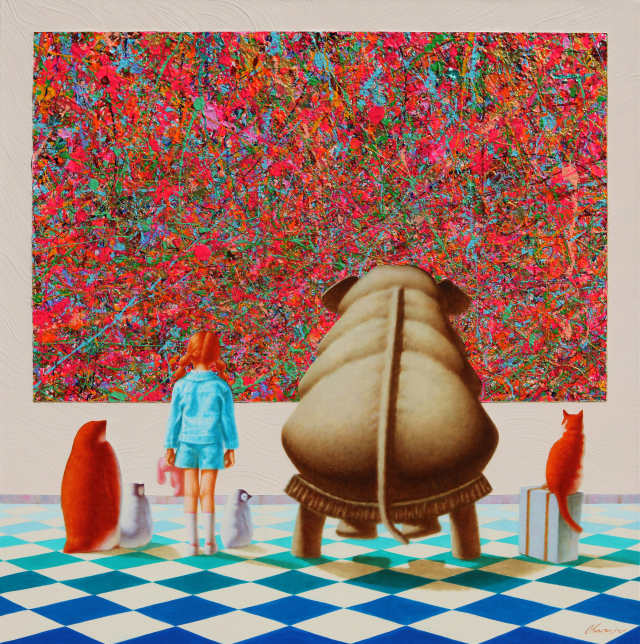 김찬주, 공존, 73x73cm, oil & acrylic on canvas, 2024