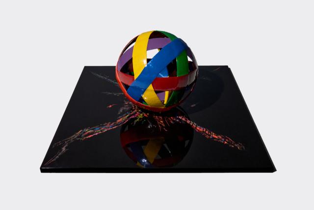 무제_기에서 형으로 형에서 기로, (받침) 판재, 삼베, 옻칠 (구) 삼베, 옻, (받침) 150X150 (구)둘레200 2024