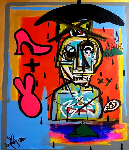 드레스반시모, 자화상.우산., various materials, 91x60.3, 2019