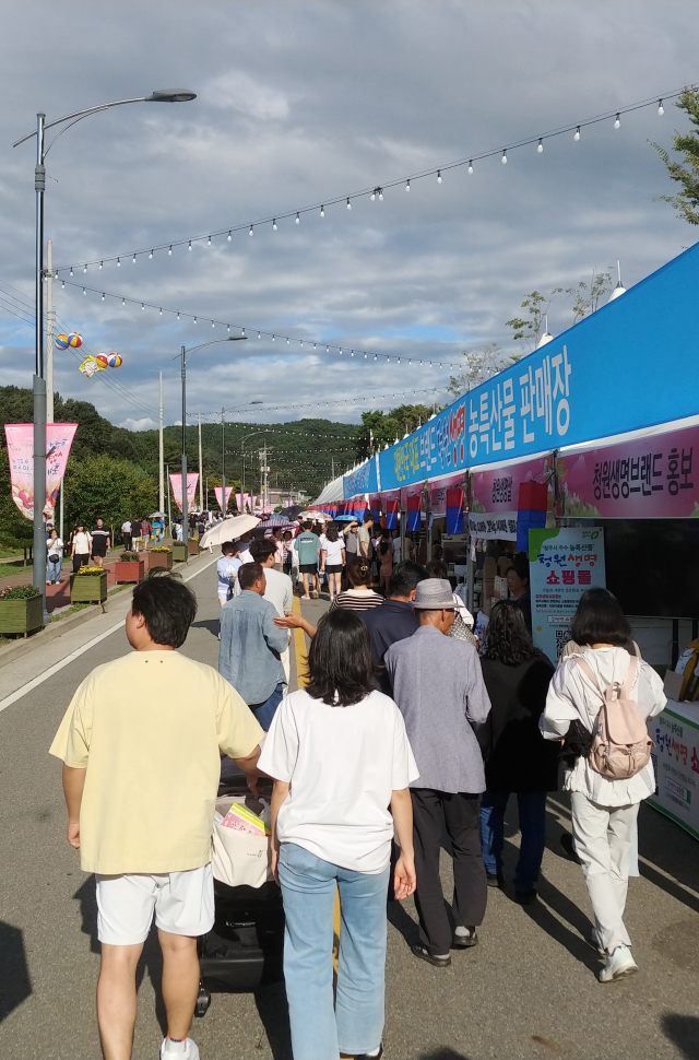 ‘2024 청원생명축제’ 이틀째날 주말을 맞아 축제장이 북적대고 있다. 이번 축제는 ‘도농이 함께 그린(Green) 꿀잼 한마당’을 슬로건으로 다음달 6일까지 충북 청주시 청원구 오창읍 미래지 농촌 테마공원에서 열린다. 이용민 기자