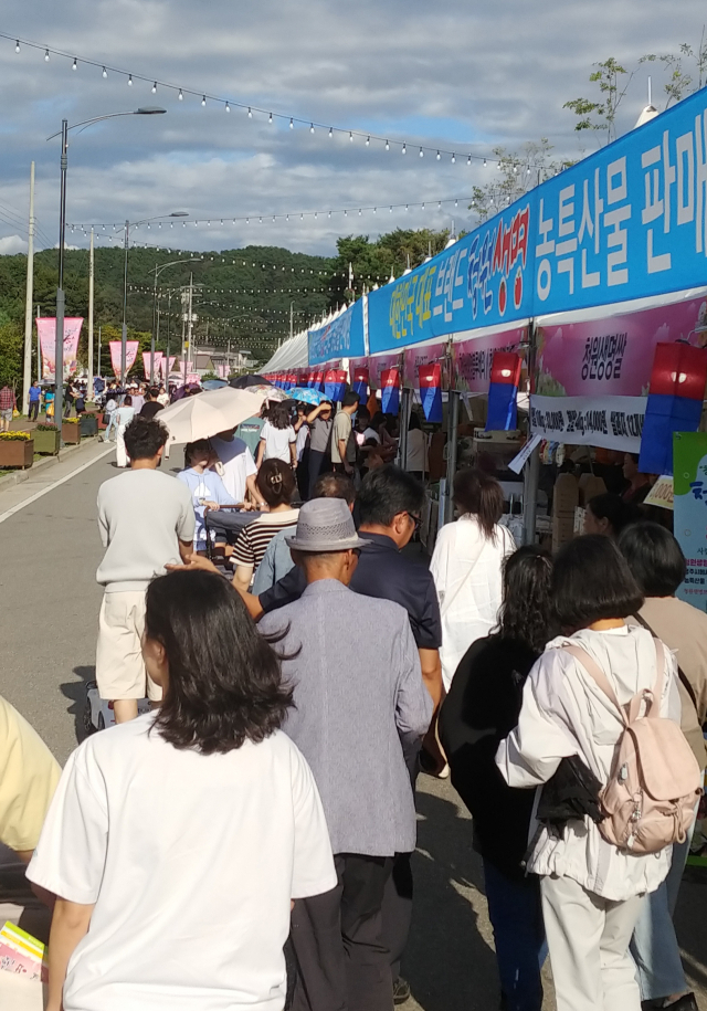 ‘2024 청원생명축제’ 이틀째날 주말을 맞아 축제장이 북적대고 있다. 이번 축제는 ‘도농이 함께 그린(Green) 꿀잼 한마당’을 슬로건으로 다음달 6일까지 충북 청주시 청원구 오창읍 미래지 농촌 테마공원에서 열린다. 이용민 기자