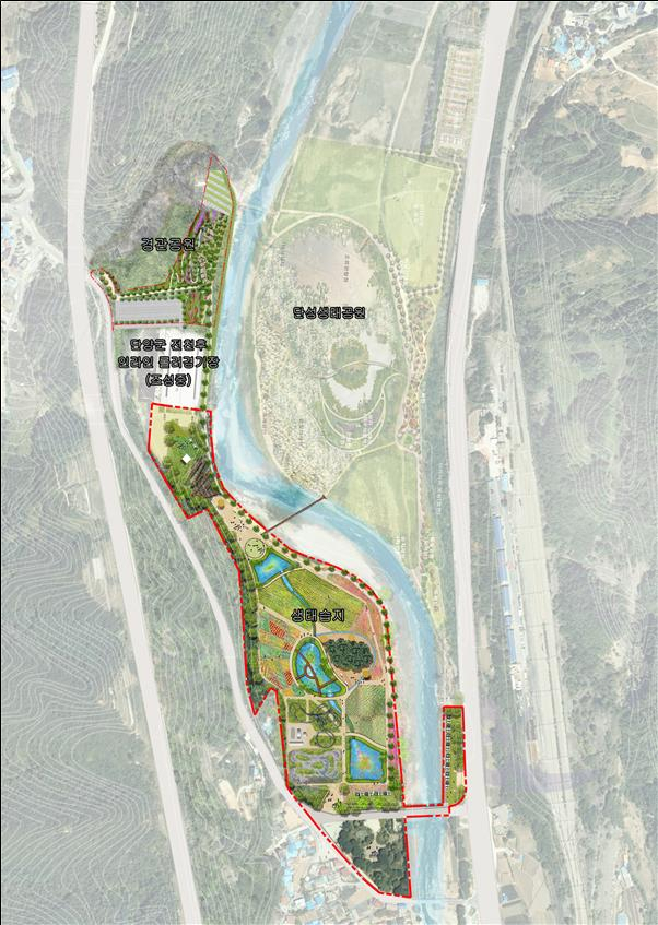 2025년도 친환경 청정사업 공모에 선정돼 단성면 친환경 청정공원을 조성할 사업비 150억원을 확보했다. 사진은 단성면 북하리에 들어설 조감도 모습. 단양군 제공