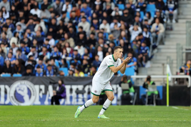 대전하나시티즌은 10일 인천축구전용경기장에서 열린 인천유나이티드FC와의 K리그1 37라운드 경기에서 2대1로 승리했다. 대전하나시티즌 제공