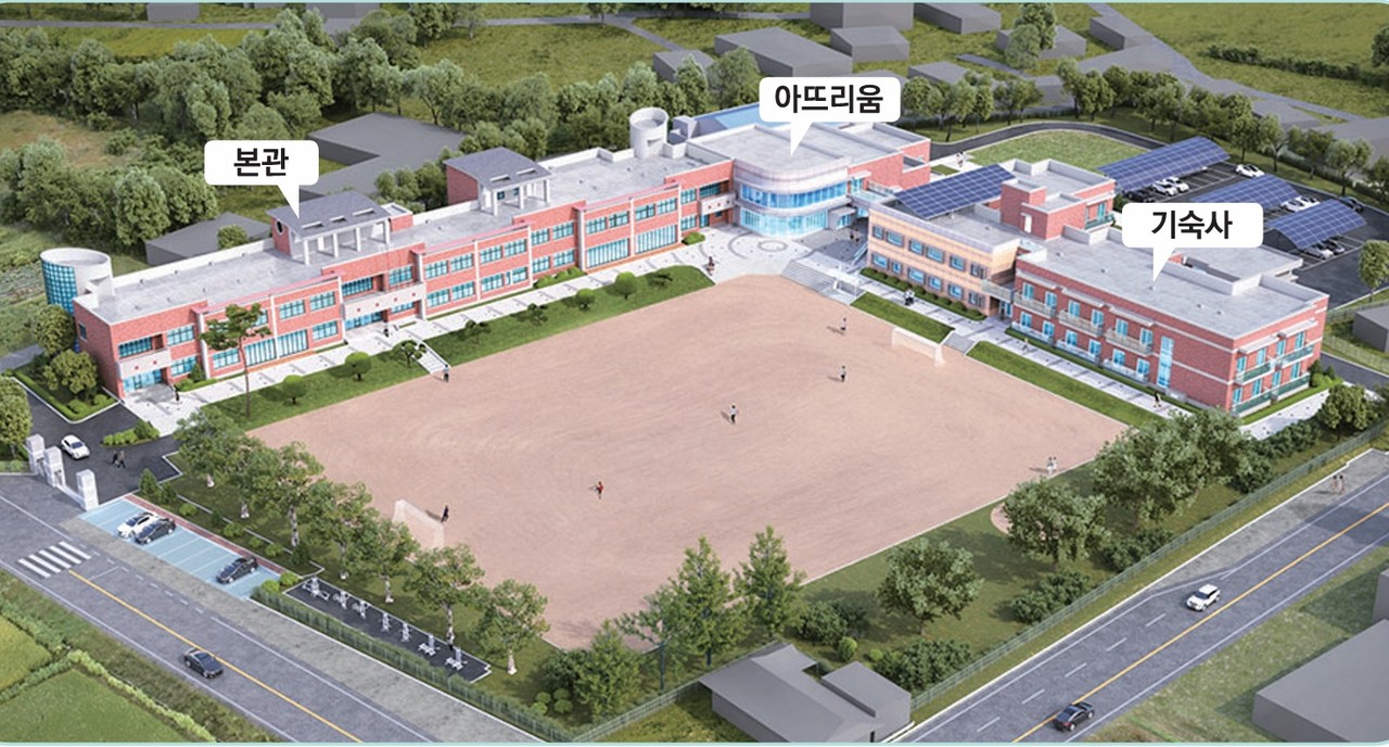 단재고 조감도. 기존 가덕중을 증축 리모델링해 교실 등 본관을 비롯해 기숙사와 아뜨리움, 다목적실 등을 갖추고 있다. 충북도교육청 제공