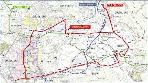 대전 트램 노선도[대전시 제공. 재판매 및 DB 금지]