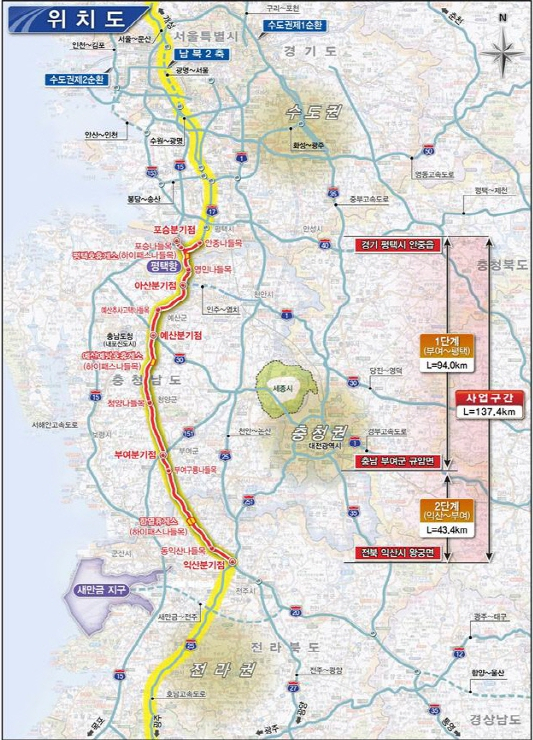 서부내륙고속도로(평택~부여) 위치도