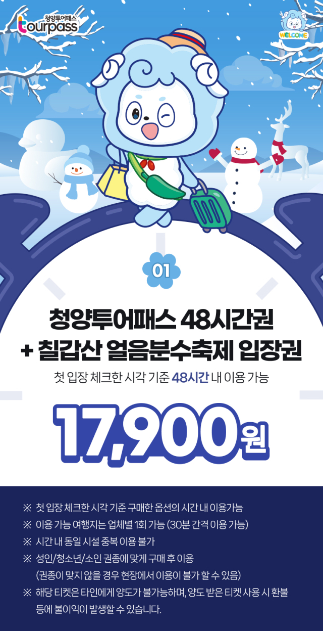 17,900원으로 즐기는 48시간 투어패스와 칠갑산 얼음분수축제