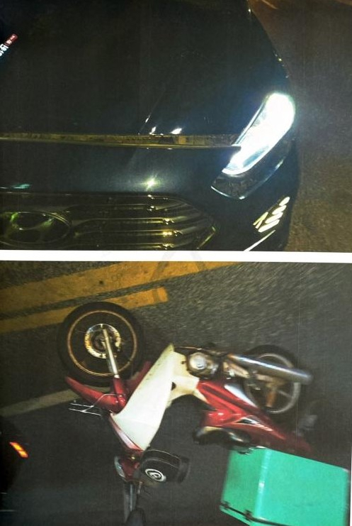 배달노동자들이 오토바이를 이용해 사고를 낸 현장 모습.