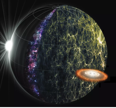 스피어엑스(SPHEREx) 우주망원경 관측을 통해 얻어질 적외선 3차원 우주지도 및 관측 천체들에 대한 가상도. 우주항공청 제공