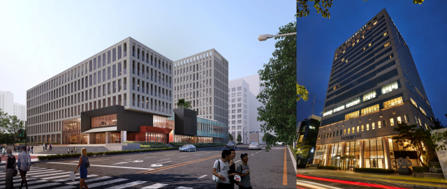 좌측 건양사이버대 전경과 우측 호텔인터시티 전경. 건양사이버대 제공