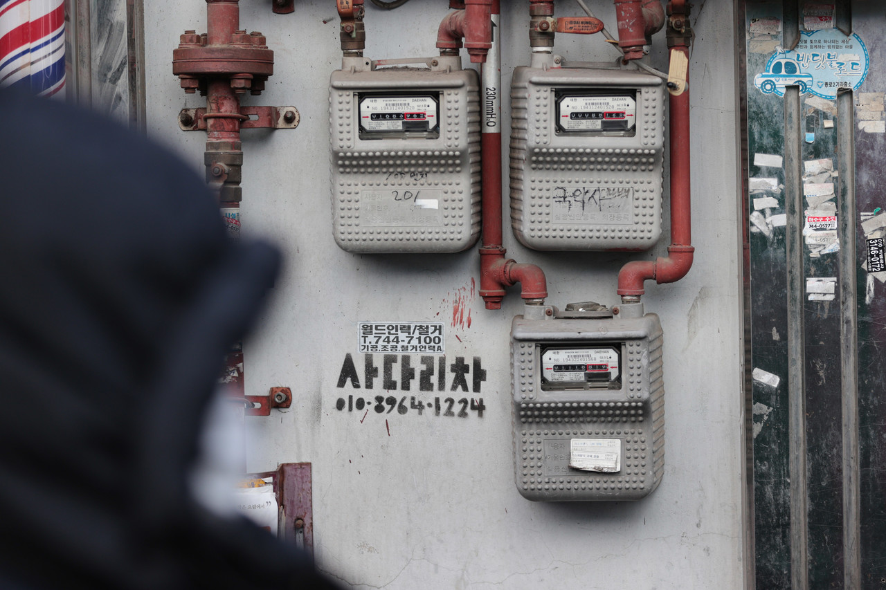 시내 주택단지의 가스계량기. 사진=연합뉴스.