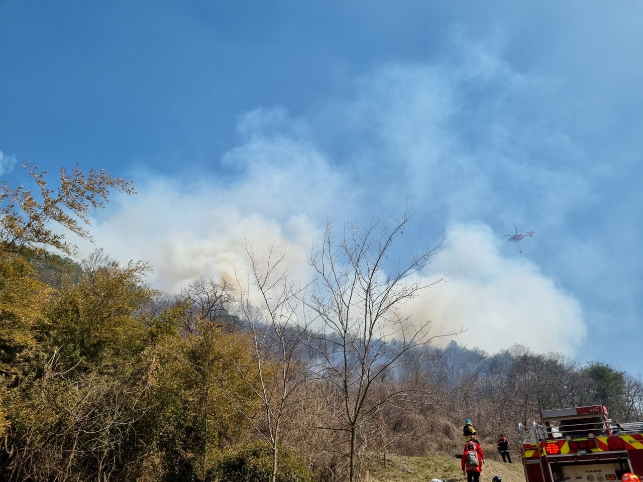 23일 오전 11시 55분께 충북 옥천군 청성면 조천리의 한 야산에서 불이 났다. 2025.3.23 [충북도소방본부 제공. 재판매 및 DB 금지]