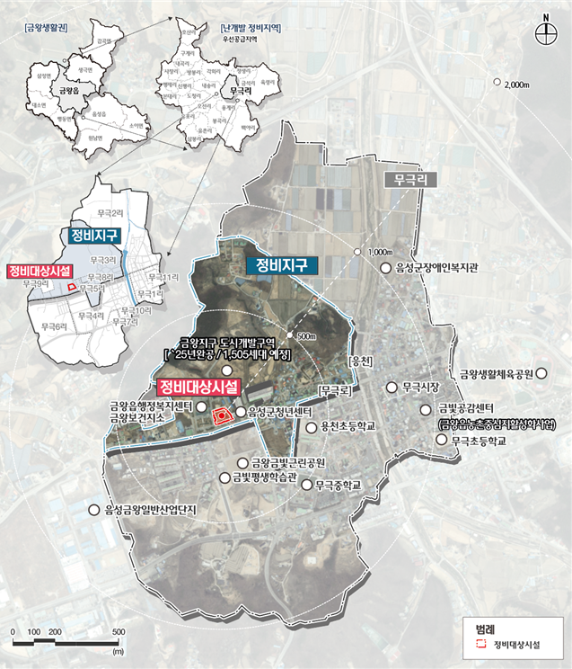 음성군 무극지구 농촌공간정비사업이 농림축산식품부로부터 기본계획 승인을 받았다. 사진은 무극지구 농촌공간정비사업 계획도. 음성군 제공