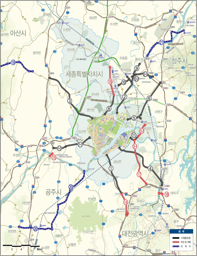▲ⓒ 행복도시 광역도로 노선현황