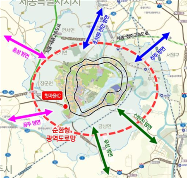 ▲ⓒ행복도시 방사·순환형 도로망 개념도