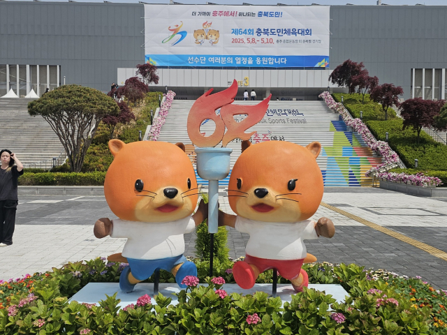 제64회 충북도민체전 충주종합운동장 설치된 수달 모습의 마스코트.