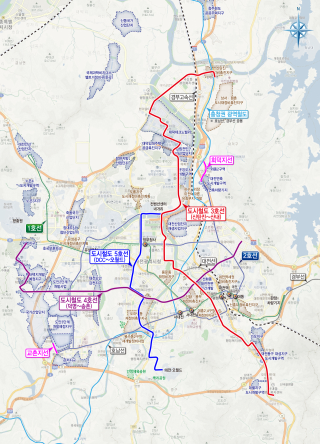 대전 도시철도망 노선도. 대전시 제공.
