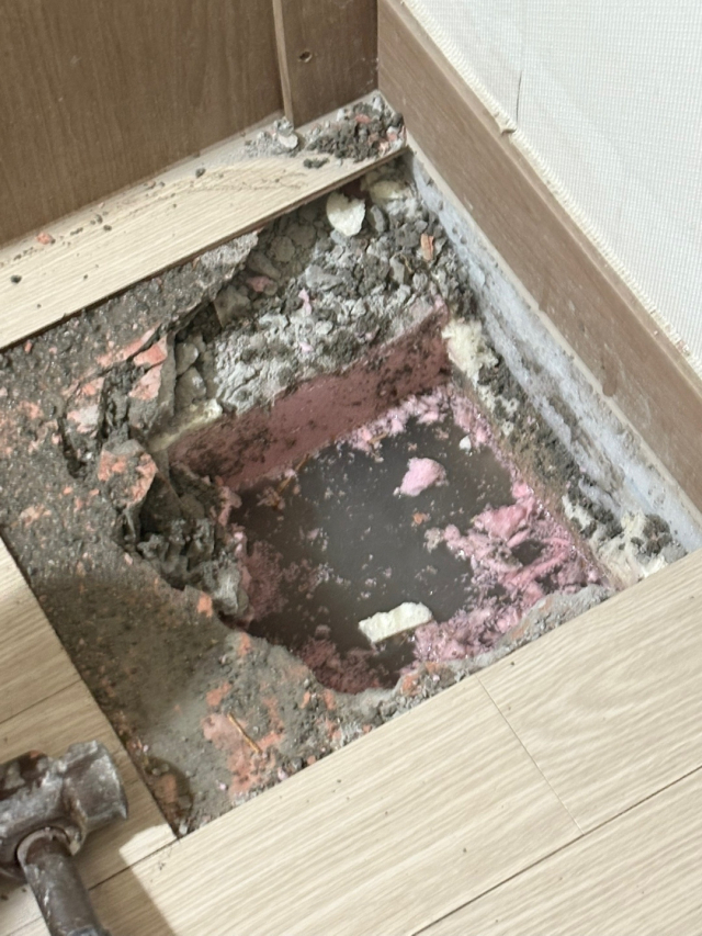 아파트 거실 바닥에 물이 고여 있는 모습이다.사진=독자제공