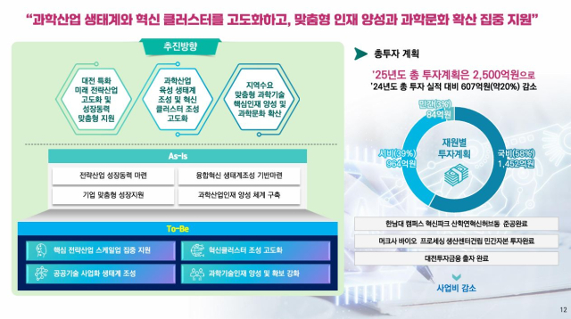 ‘대전과학기술진흥종합계획 2025년도 시행계획’ 설명 자료.대전시 제공.