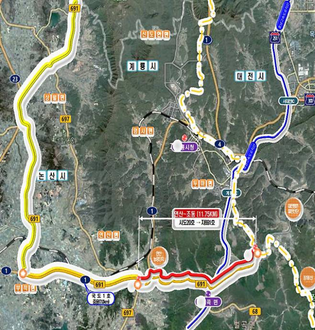 ▲지방도 649호인 황룡재 터널 위치도