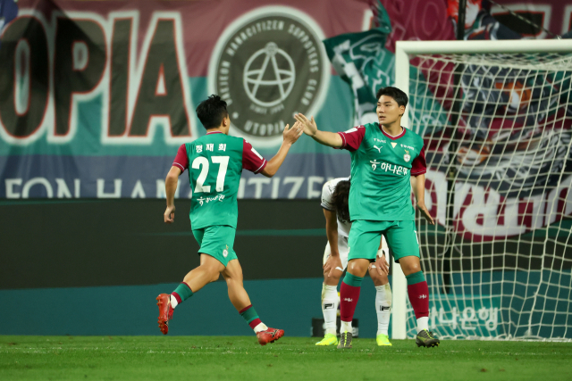 지난달 27일 제주전 정재희 골세레모니. 대전하나시티즌 제공