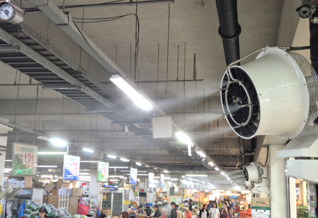 농협대전공판장에 설치된 쿨링포그시스템. 대전농협 제공