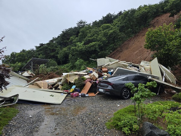 청양군 대치면 주정리 산사태 사진 = 청양군 제공.