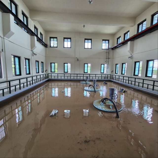 아산시 중방배수장 침수 모습. 아산시 제공