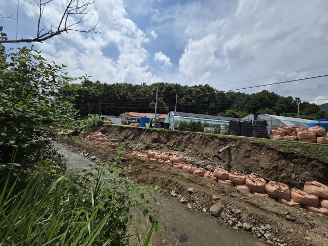 이번 집중호우로 피해를 입은 청양군 운곡면 양지천 모습