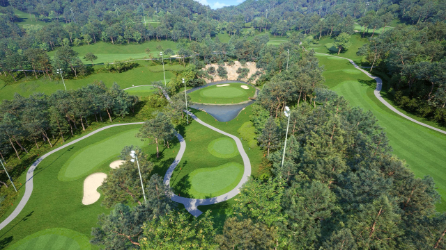 골프존 투비전NX 3D 코스이미지(일죽 썬밸리 CC). 골프존 제공