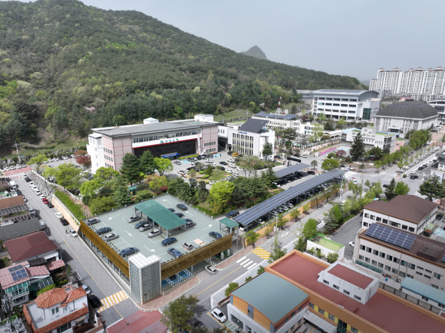 단양군 별곡 공용주차장 조성 사업 막바지 공사가 한창이다. 사진은 조감도 모습. 단양군 제공