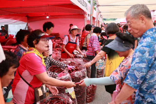 2025괴산고추축제가 열린 4일 고추직판장에는 방문객들로 인산인해를 이루었다. 괴산군 제공