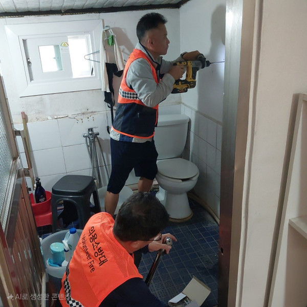 서천군 읍면 의용소방대 연합회는 최근 지역 저소득 어르신들의 안전한 생활환경 조성 봉사활동을 진행했다. 이선영 명예기자.